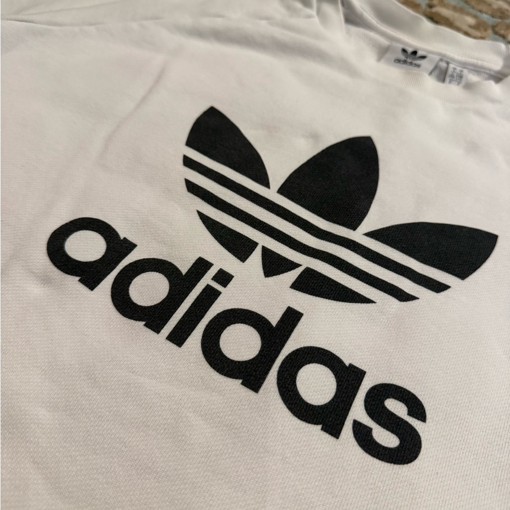 Adidas White Cotton Sweatshirt with Black Logo Size L🤍🖤 - Picture 2 of 6